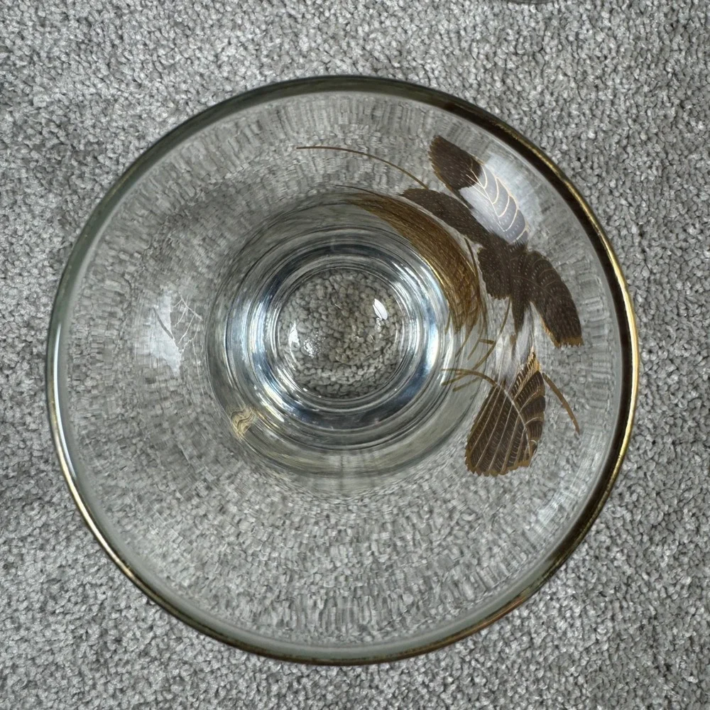 Libbey Highball Glasses Gold Leaf Mid Century‎ Modern Set of 2
